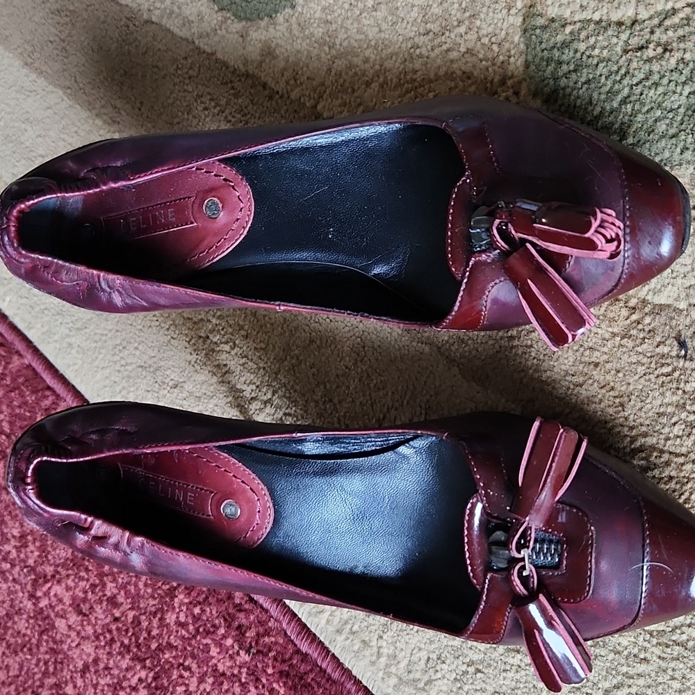 Celine Burgundy Women's Heels - Picture 2 of 10